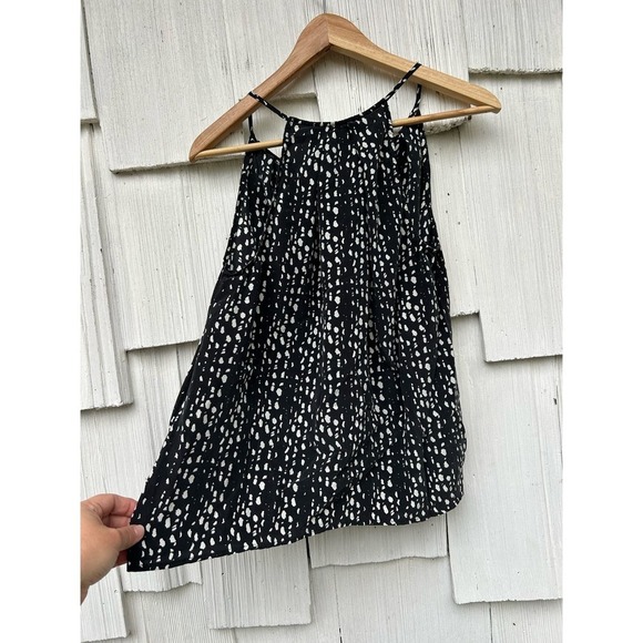 Joie Silk Sleeveless Top Black White Print V-Neck Spaghetti Strap Tank Size XS - Picture 7 of 8